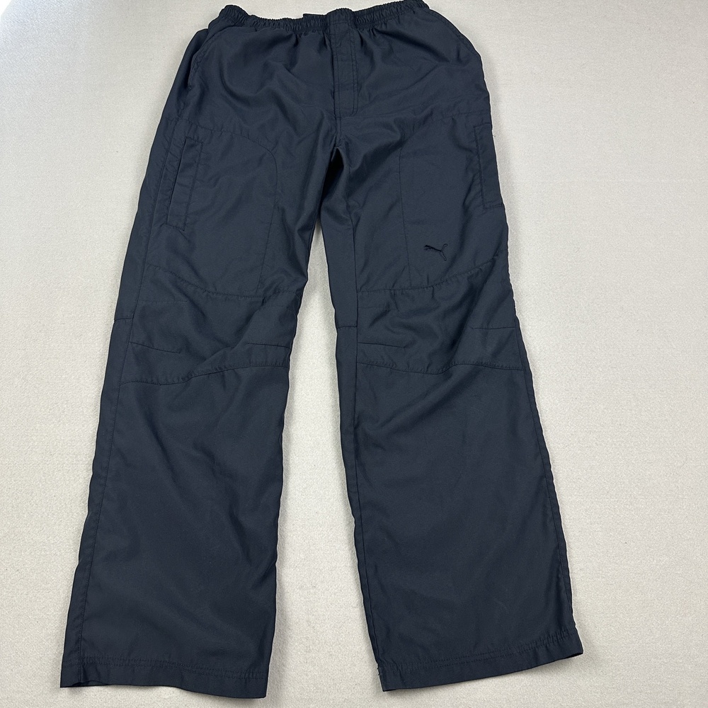 Vintage Puma Pants Men Large Black Track Drawstring Elastic Waist Pockets L